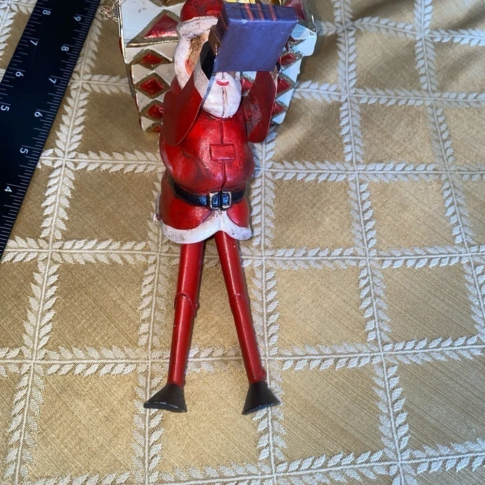 Vintage Metal Santa Claus‎ Ornament Christmas, Santa with present